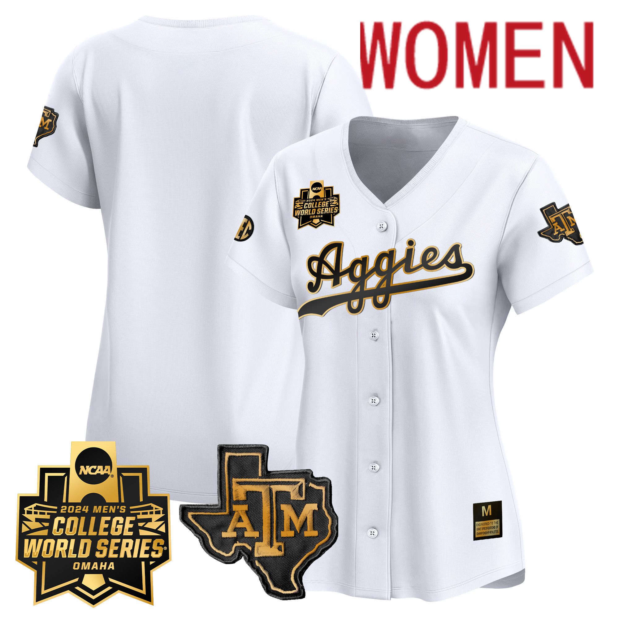Women Texas A&M Aggies Blank White 2024 College World Series Vapor Premier Limited NCAA Jersey style 1